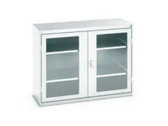 vitrinekast 1000x1300x550mm 2xStalen bodem romp RAL7035 front RAL7035