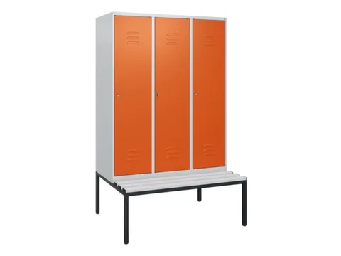 locker met bank,HxBxD 1950x1200x815mm,3vak,vak B 400mm,cil.-slot
