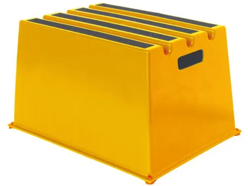trap,bordes H 305mm,1treden m. antislipmatten,HDPE,geel