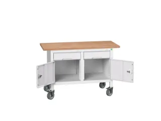 werkbank,HxBxD 830x1250x600mm,multiplexblad,uitrusting: 2laden,2kasten - 1