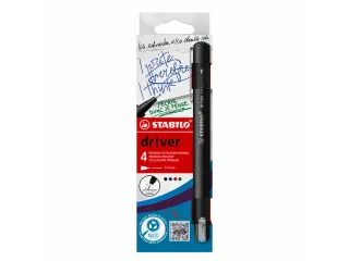 Fineliner STABILO dr!ver Etui met 4 kleuren Fijne punt 0.4mm - 1