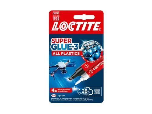 Secondenlijm Loctite All Plastic 2 gram + 4 ml