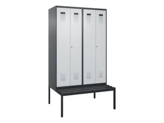 locker met bank,voor scheiding van kleding,HxBxD 2120x1200x815mm,4vak - 2