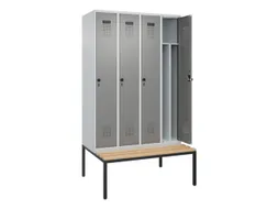 locker met bank,voor scheiding van kleding,HxBxD 2120x1200x815mm,4vak