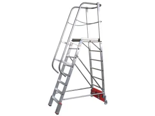 verrijdbare treden-platformladder,eenzijdig,8trede(n),stand H 1,9m - 1
