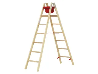 trapladder,beide zijden,2x7,treden,balk L 2,08m,hout - 2
