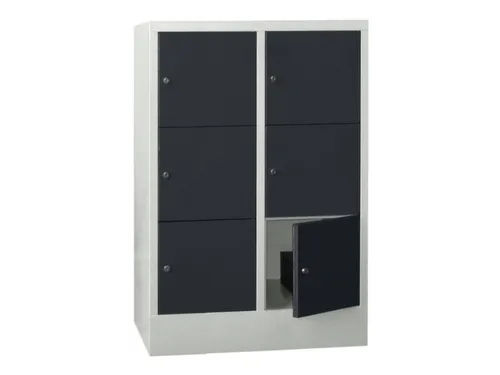 lockerkast,HxBxD 1187x800x500mm,2x3vakken,RAL7035,front RAL7016