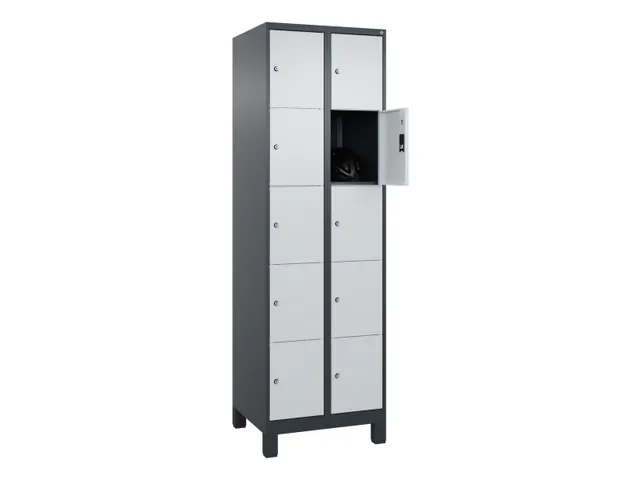 lockerkast,HxBxD 1950x600x500mm,2x5vakken,vak B 300mm,cil.-slot,voeten