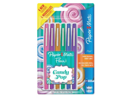 Fineliner Paper Mate Flair Candy Pop! medium assorti blister à 6 stuk
