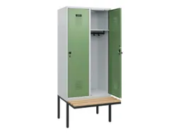 locker met bank,HxBxD 1950x800x815mm,2vak,vak B 400mm,draaigrendel