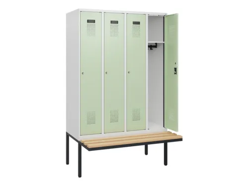 locker met bank,HxBxD 1950x1200x815mm,4vak,vak B 300mm,cilinderslot