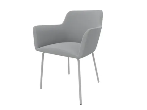 Bezoekersstoel 4Voeten Ronde Buis Verchroomd Lichtgrijs