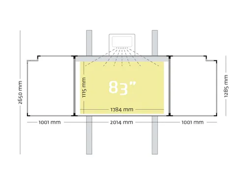 Projectiebord vijfvlaks 128x201cm kolom mat wit Extraflat touch finger