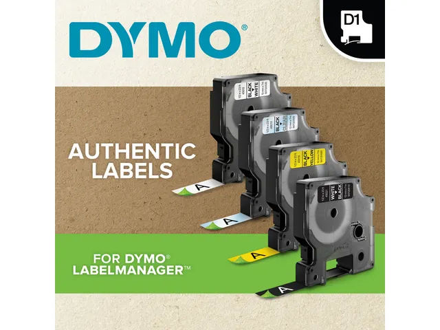 Labeltape Dymo D1 1978365 12mmx3m wit op zwart