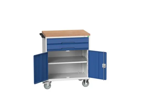 gereedschapswagen 980x800x600mm multiplexblad 2 laden+kast, RAL7016