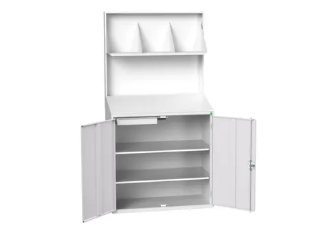 lessenaarkast achterwand 2000x1050x550mm 2 legbord/1lade/plank RAL7035