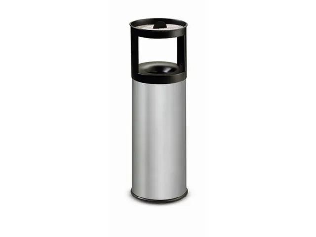 RVS combi-asbak,HxØ 800x250mm,afvalbak inhoud 25l,romp RVS,bluskop