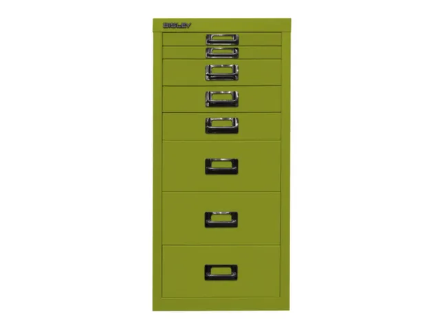 kantoor-ladekast HxBxD 590x279x380mm 8 laden romp + front groen staal