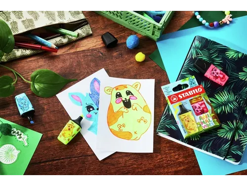 Markeerstift STABILO BOSS Animal Vibes mini assorti blister à 3 stuks