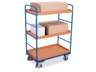 Etagewagen 250kg Lxb 850x500mm H 1530mm 3 Etages Hout Ral5010 - 1
