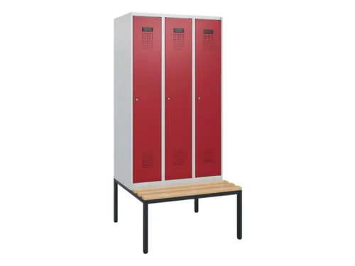 locker met bank,HxBxD 1950x900x815mm,3vak,vak B 300mm,cilinderslot