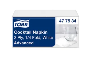 Servetten Tork 477534 Cocktail 2-laags 24x24cm wit 1/4 vouw 200st. - 1