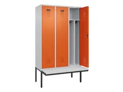 locker met bank,voor scheiding van kleding,HxBxD 2120x1200x815mm,3vak
