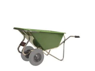 aluminium kruiwagen,160l,HxBxD 800x715x1630mm,PP-bak,groen,aluminium - 1