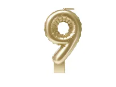 Verjaardagskaars cijfer 9 Folieballon Goud 10cm