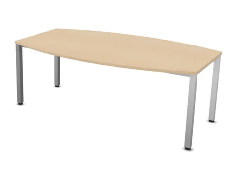 vergadertafel HxBxD 74x200x120/80cm vatvormig NE-esdoorn 4voeten alu