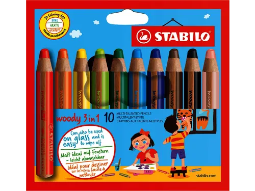 Kleurpotloden Stabilo Woody 880 10Stuks Assorti