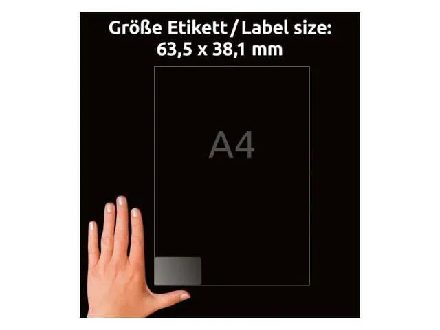 Adresetiket Avery J8560-25 63,5x38,1mm Transparant Inkjet 525 stuks