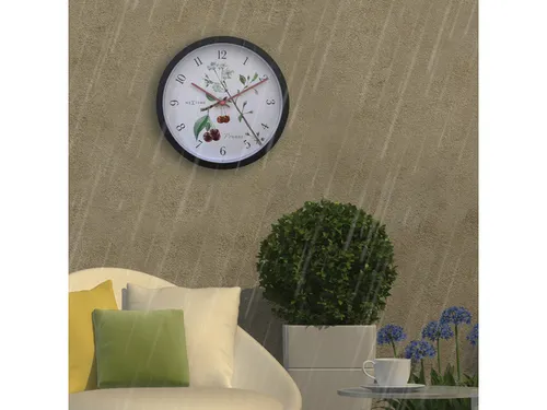 Buitenklok Nextime dia 30.5cm Prunus cijfers, zwarte rand witte wijzer