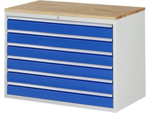 ladekast 825x1145x650mm 6laden cilinderslot RAL7035 RAL5010 beuken