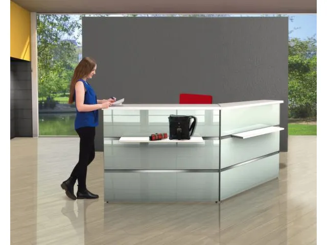 Balie Compleet 2350x1710mm Met Hoek Tassenplank Glazen Front Wit