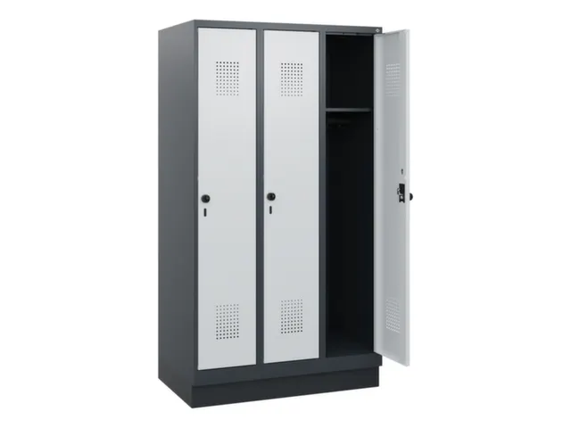 schoollocker,HxBxD 1630x900x500mm,3vak,vak B 300mm,draaigrendel,sokkel