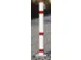 Afzetpaal Vierkant 70x70m Omklapbaar Cilinderslot Spitse Kop Wit/Rood