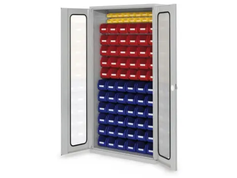 kast met sleufplaat m. bakken,HxBxD 1950x1000x410mm,82bakken PE