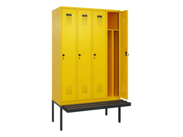 locker met bank,voor scheiding van kleding,HxBxD 2120x1200x815mm,4vak