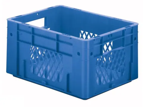 Euronorm Stapelkrat Blauw 210x400x300mm 17.5l Opengewerkt/Bodem Gesl.