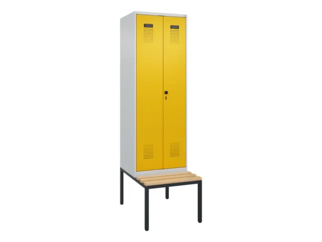 locker met bank,voor scheiding van kleding,HxBxD 2120x600x815mm,2vak
