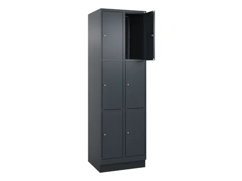 lockerkast,HxBxD 1950x600x500mm,2x3vakken,vak B 300mm,cil.-slot,sokkel