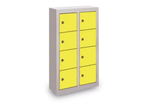 lockerkast,HxBxD 815x460x200mm,2x4vakken,RAL7035,front RAL5010