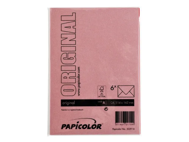 Envelop Papicolor C6 114x162mm Rood Gegomd