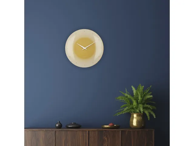 Horloge murale Nextime dia 50cm verre sphérique bleu plastique Deep