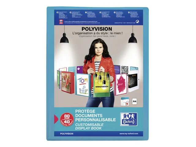 Showalbum Oxford Polyvision A4 40 Tassen PP blauw