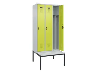 locker met bank,voor scheiding van kleding,HxBxD 2120x900x815mm,3vak - 1