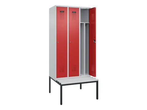 locker met bank,voor scheiding van kleding,HxBxD 2120x900x815mm,3vak