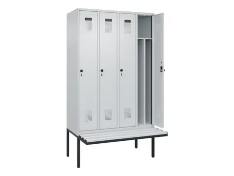 locker met bank,voor scheiding van kleding,HxBxD 2120x1200x815mm,4vak