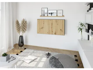 wandbureau,in-/uitklapbaar,HxBxD 650x1200x260mm,blad eiken - 6